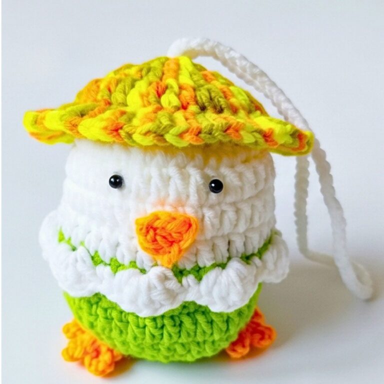 Crochet Chick Souvenir Holder Pattern with Drawstring Hat