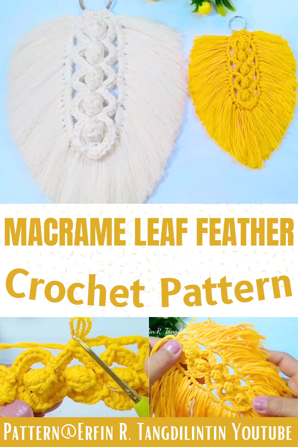 How to Crochet a Macrame Leaf Feather