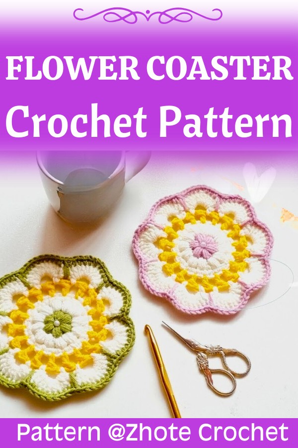 Simple & Elegant Crochet Flower Coaster Step-by-Step Guide
