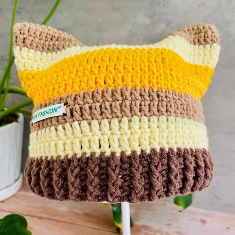 Crochet Beanie with Cat Ears Beginner-Friendly Guide