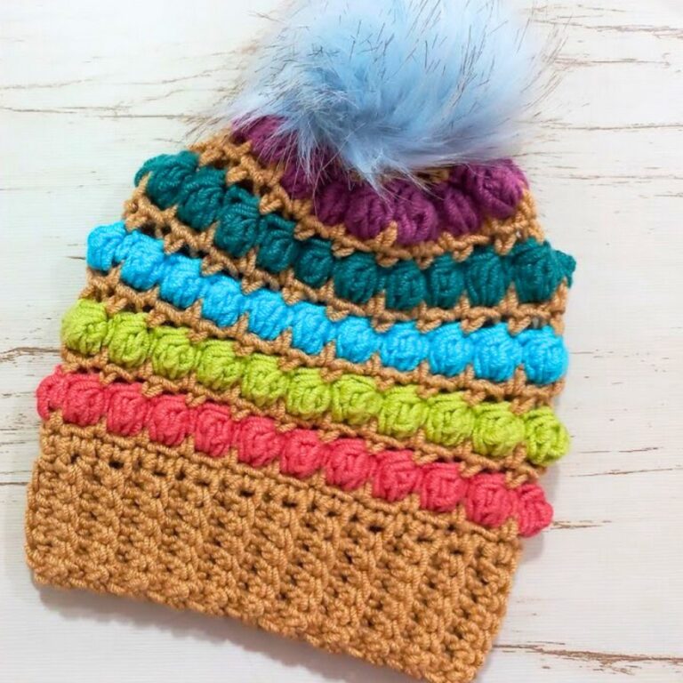 Crochet Bobble Stitch Beanie Hat: Step-by-Step Guide for Beginners