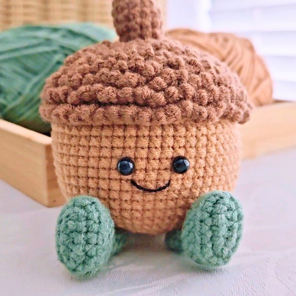 How to Crochet a Keychain Acorn