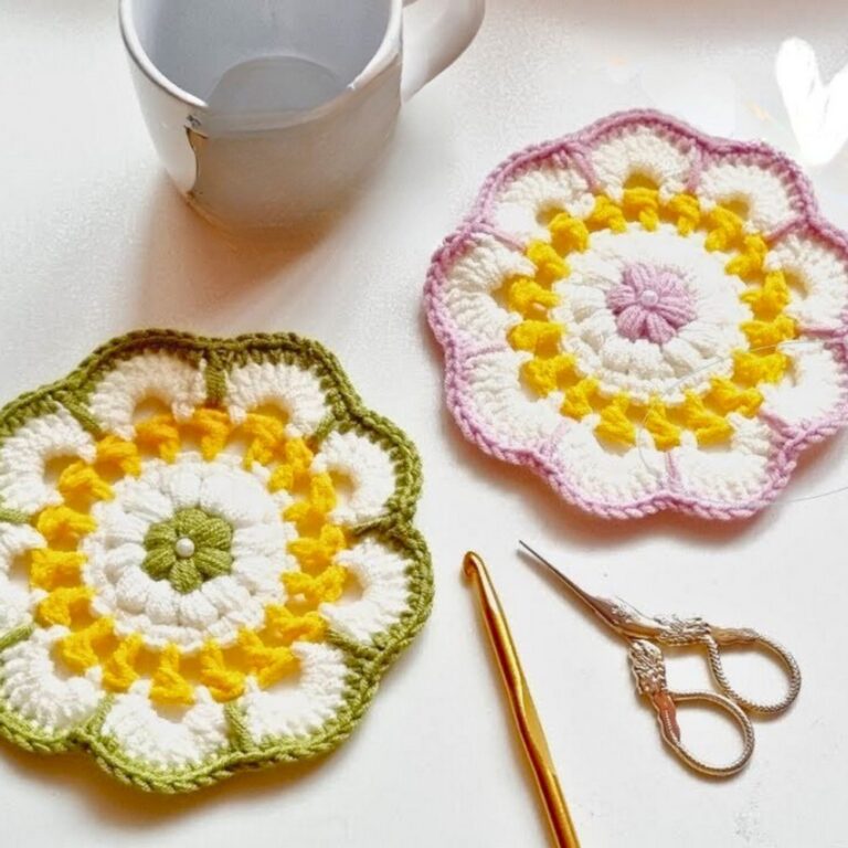 Simple & Elegant Crochet Flower Coaster Step-by-Step Guide