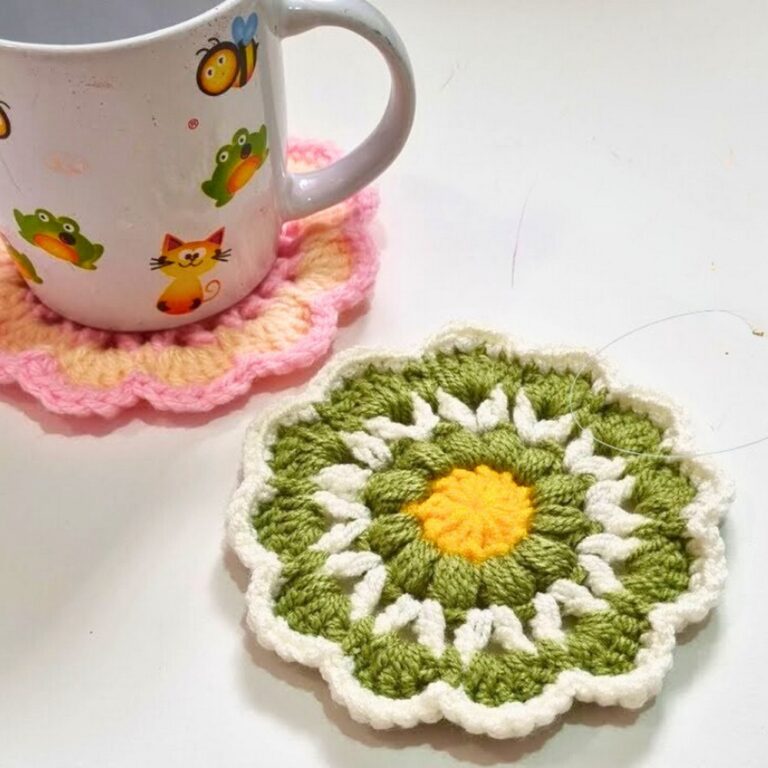 Crochet Daisy Flower Coaster Step-by-Step Beginner's Guide