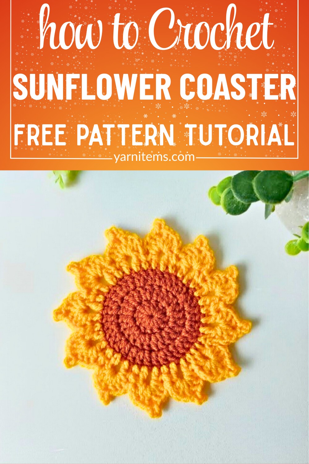 Crochet Sunflower Coaster for Beginners