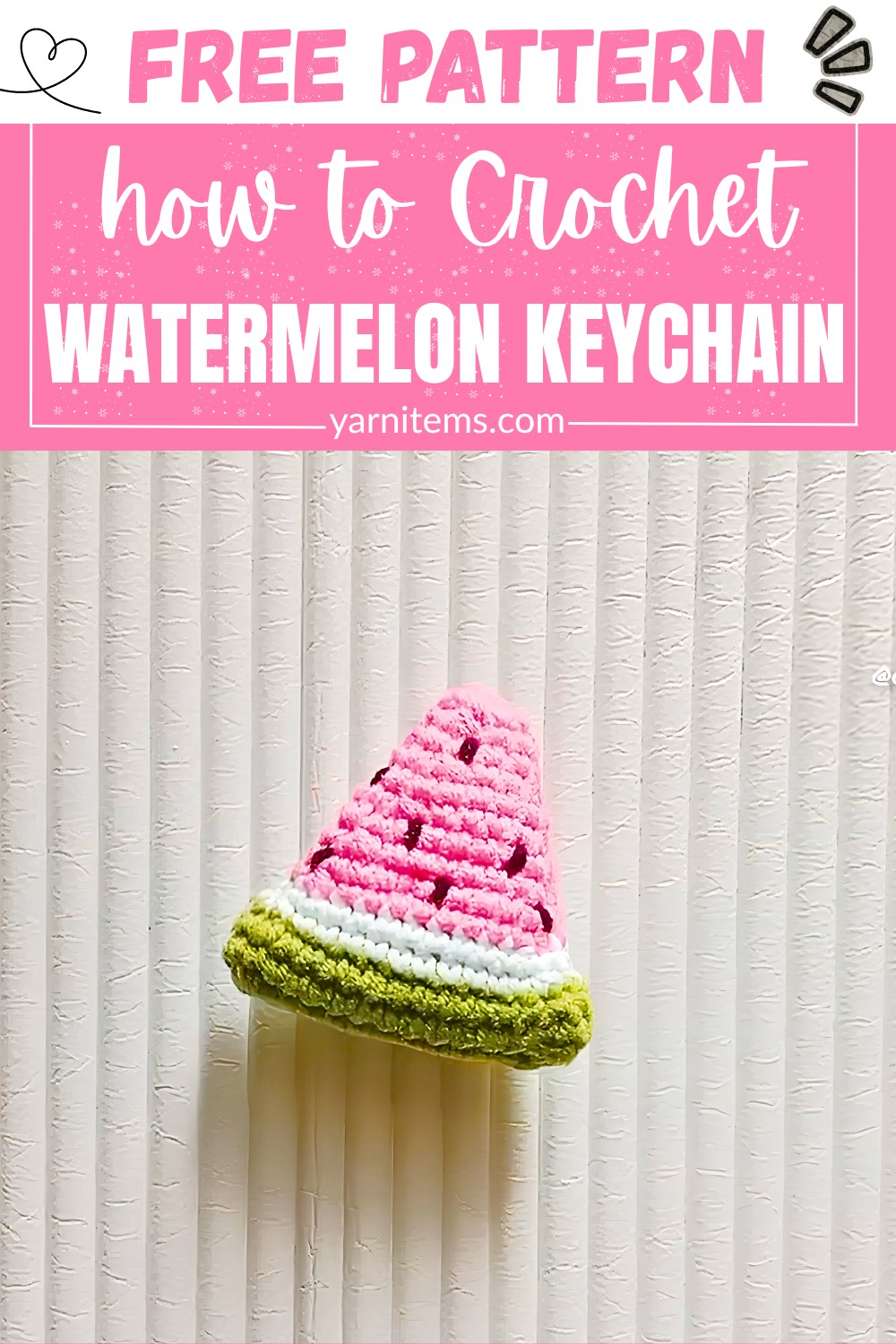 Crochet Watermelon Keychain for Summer Slice Key Ring