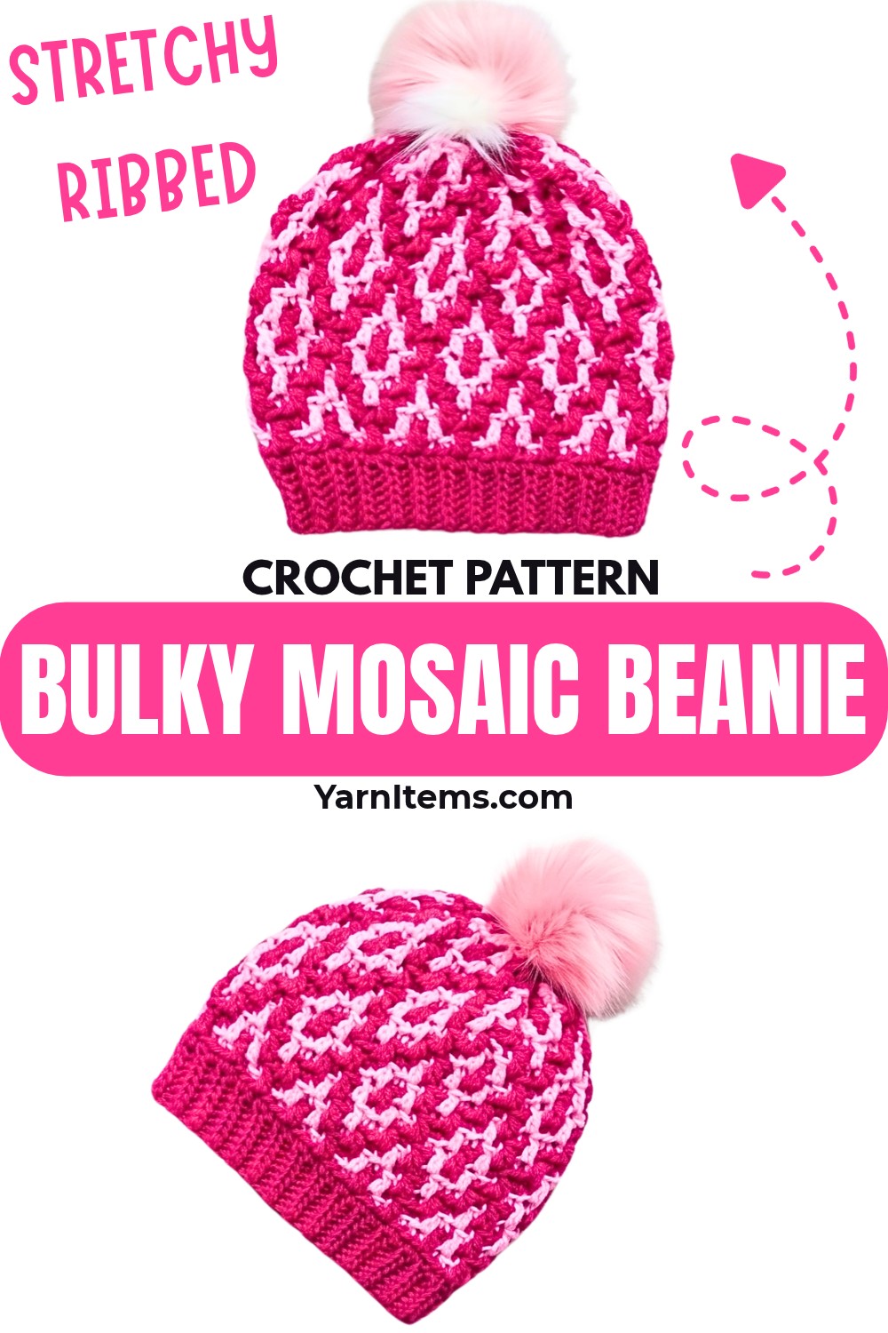 Crochet a Bulky Mosaic Beanie with Stretchy Ribbed Band