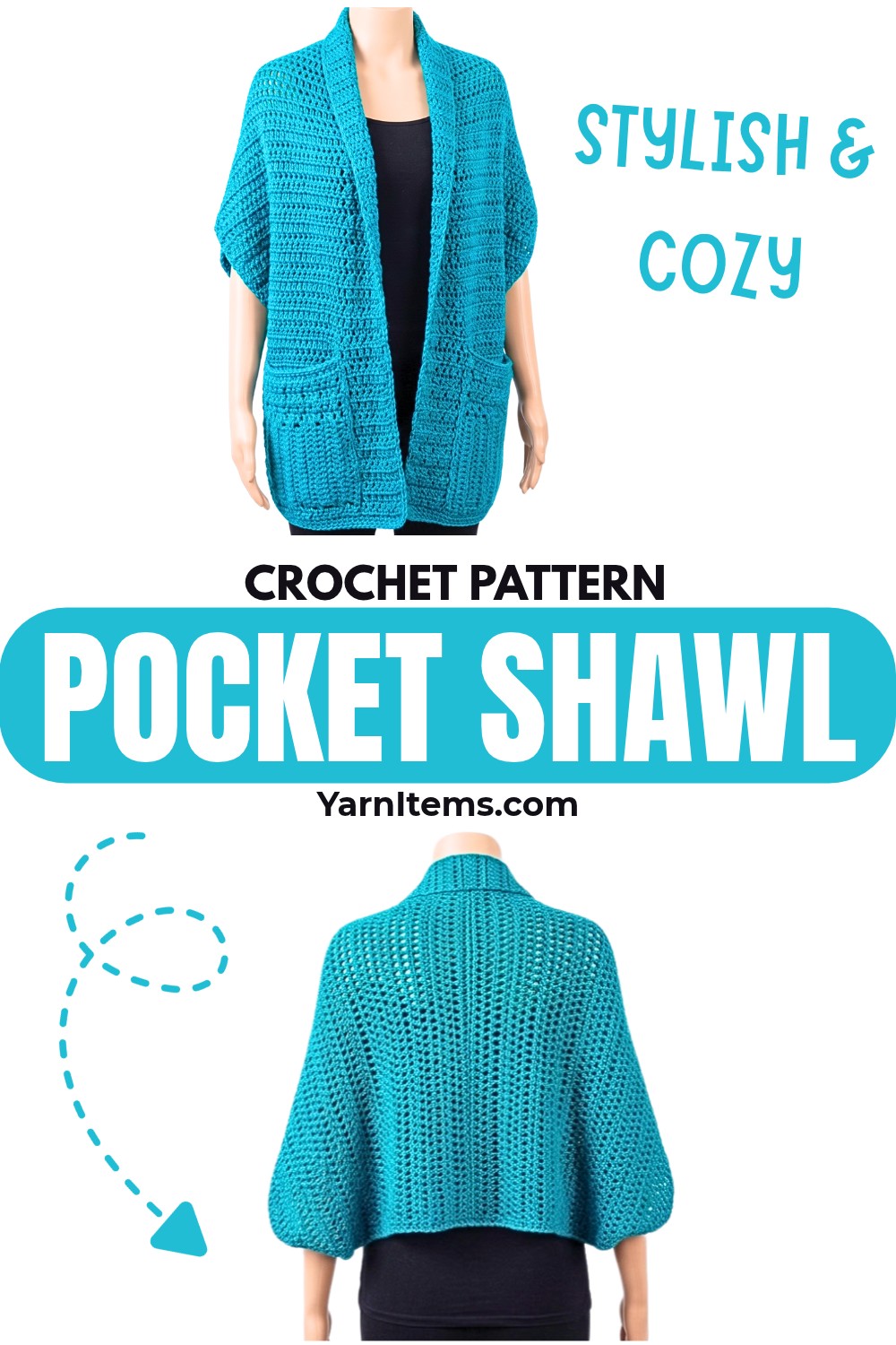 Stylish Crochet Pattern for a Cozy Pocket Shawl