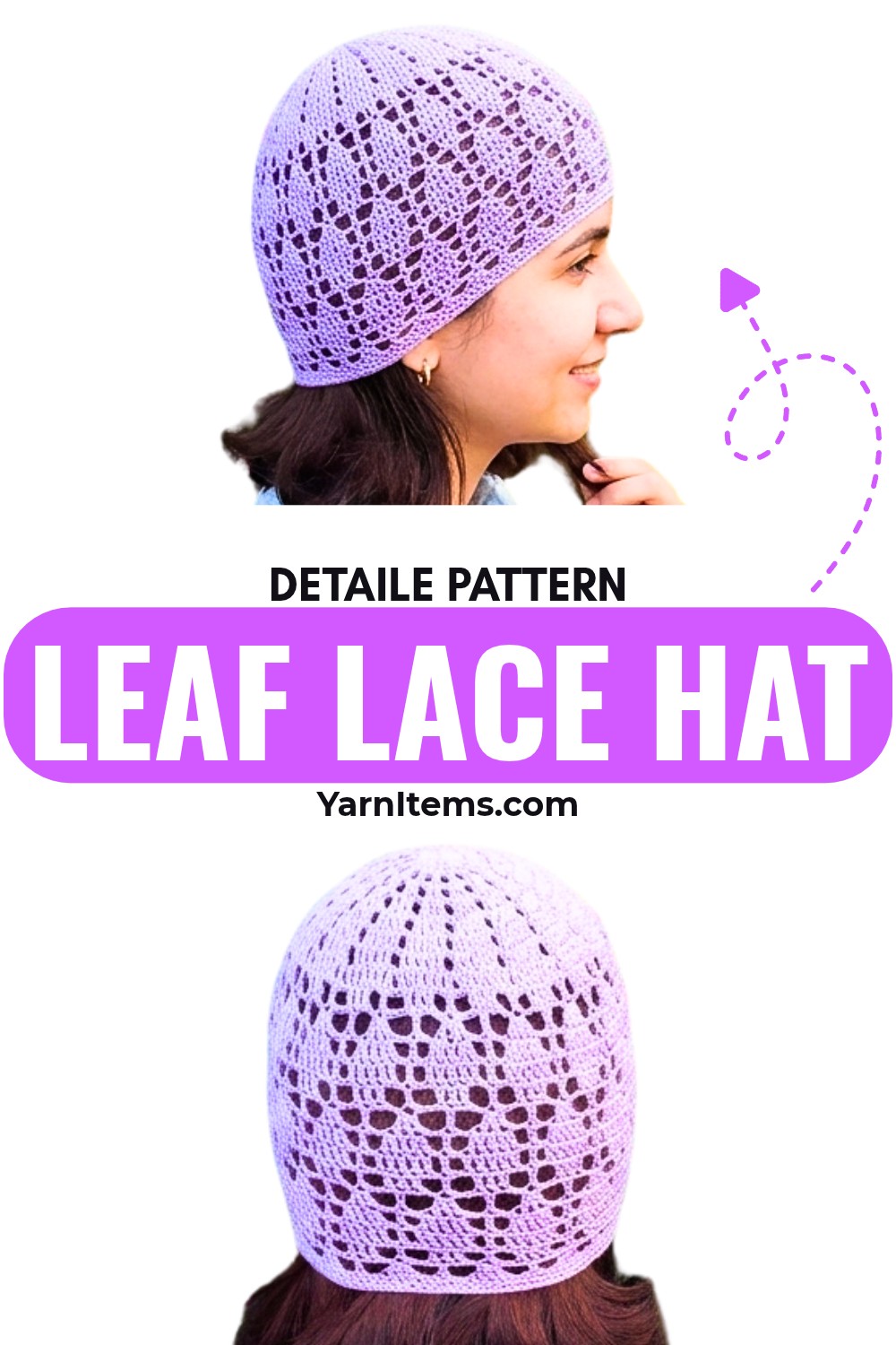 Stylish & Warm Crochet Leaf Lace Hat Pattern