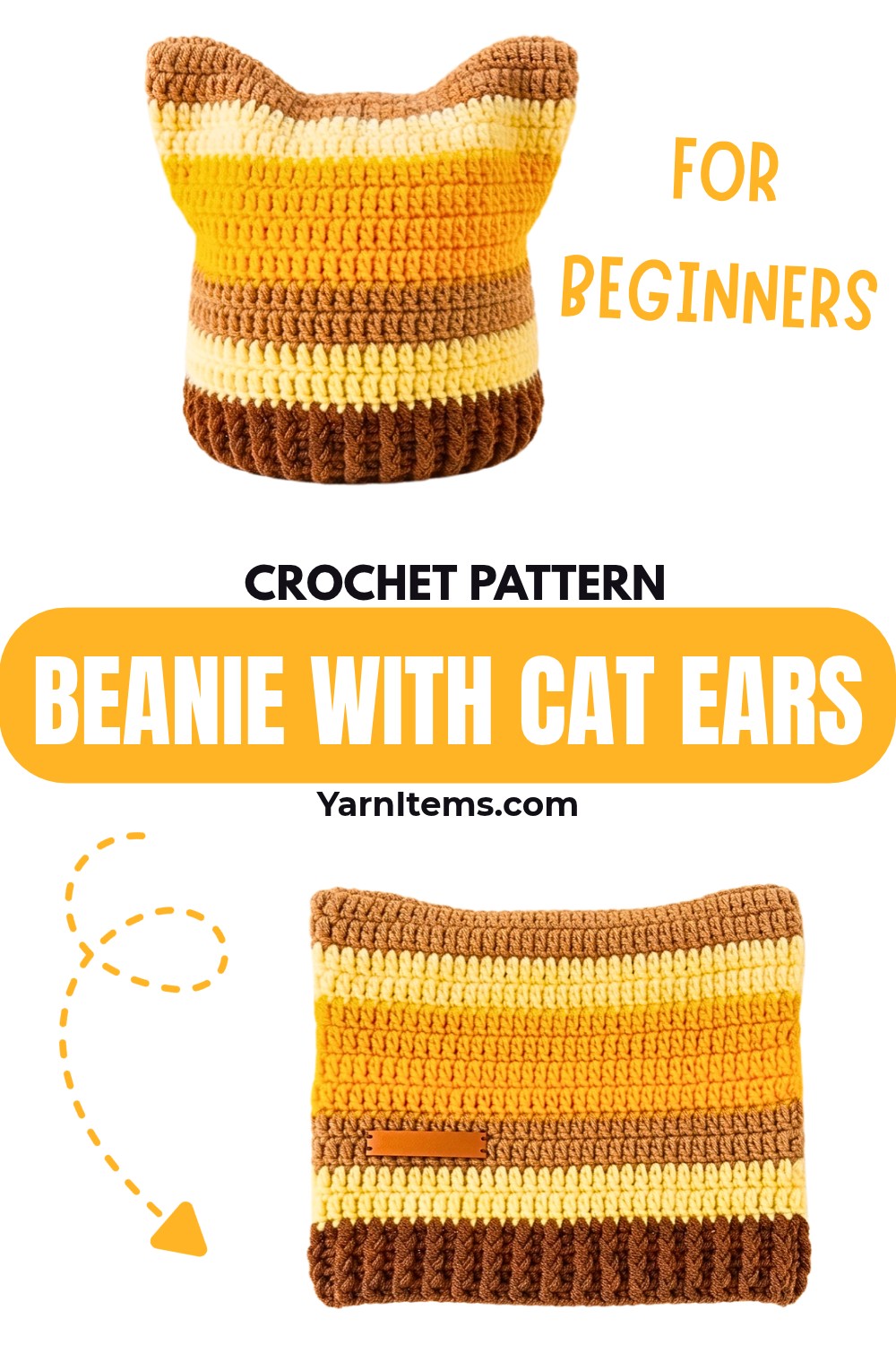 Crochet Beanie with Cat Ears With Easy Pattern for Beginners