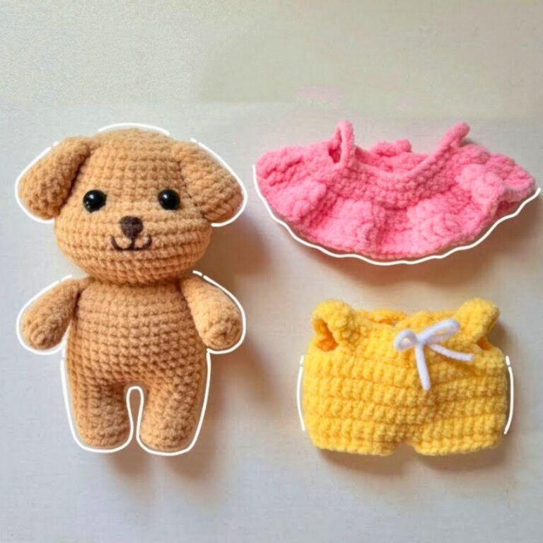 Crochet Adorable Dress-Up Puppy Dog Keychain