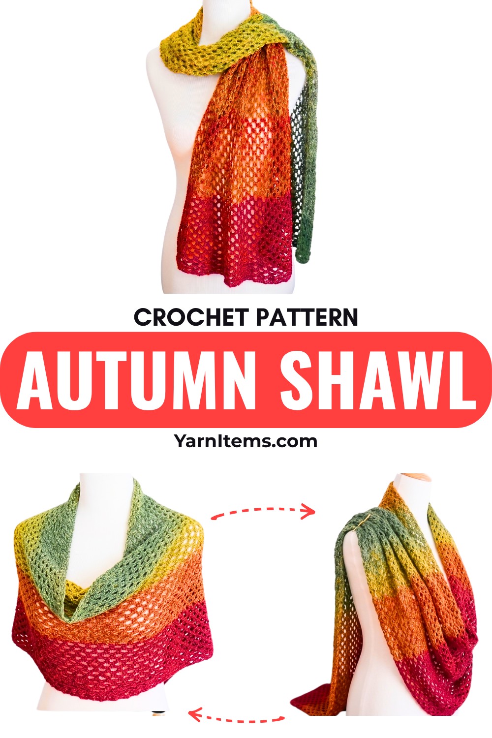 Crochet Autumn Shawl Pattern With Gradient Lattice Stitch