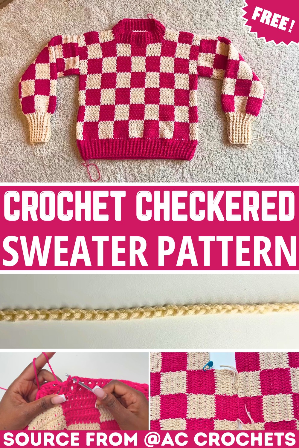 Crochet Checkered Sweater Pattern – Stylish And Comfortable