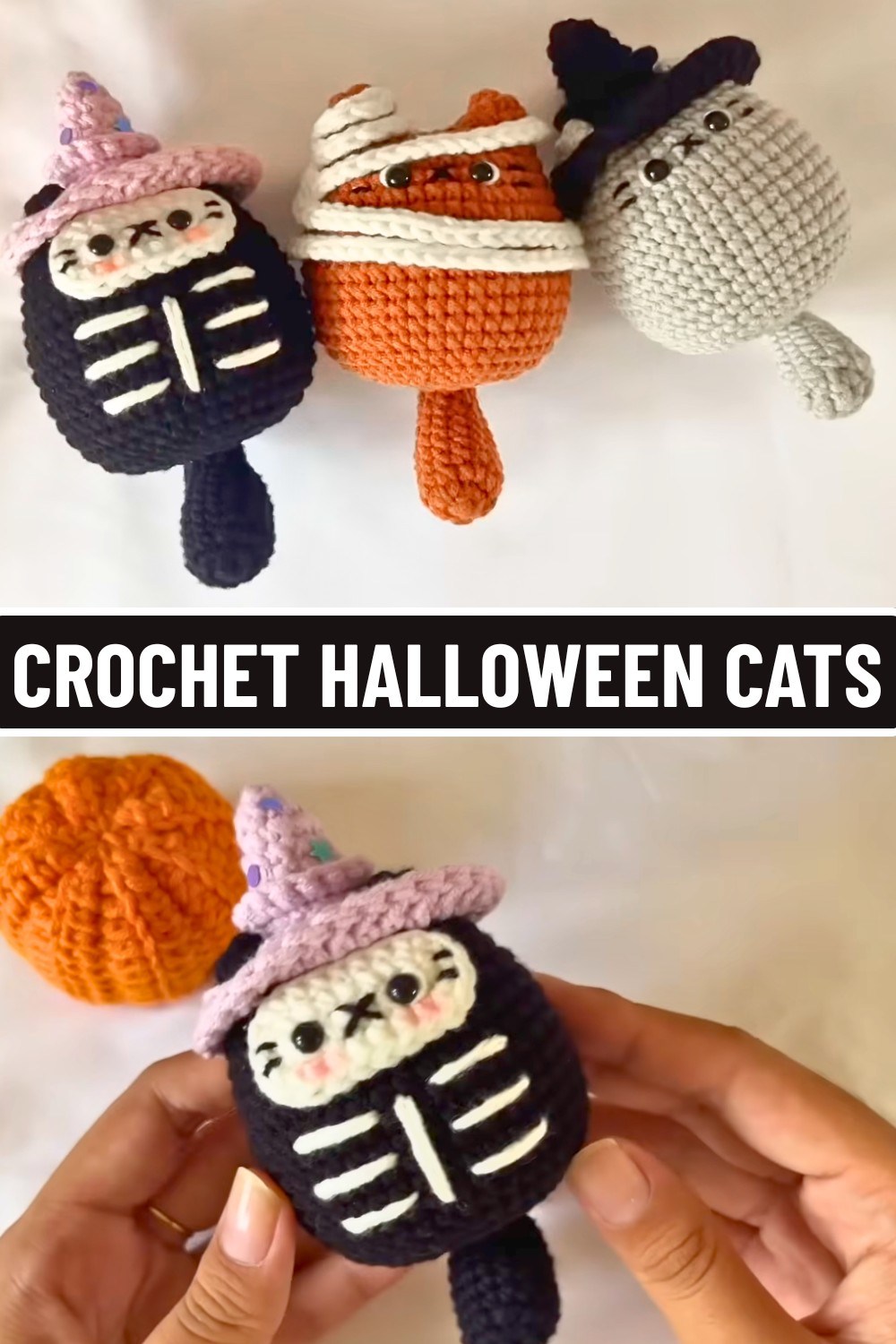 Crochet Halloween Cats: Skeleton, Mummy & Witch Tutorial