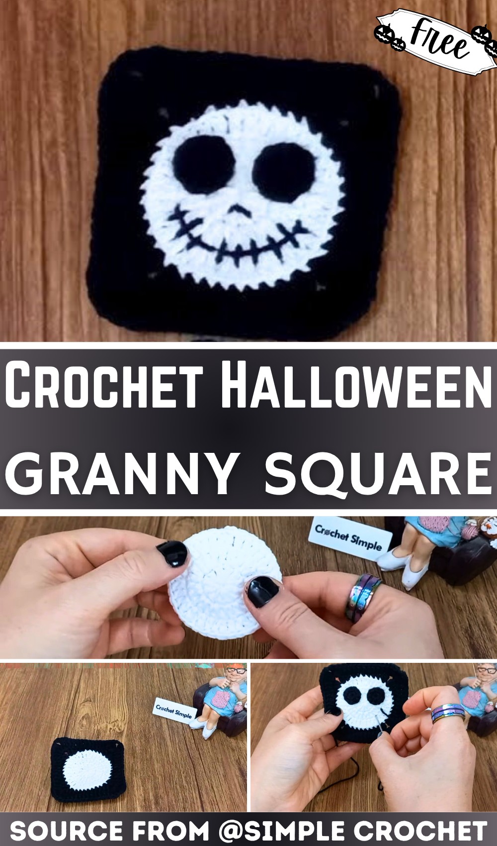 Crochet Halloween Granny Square Tutorial