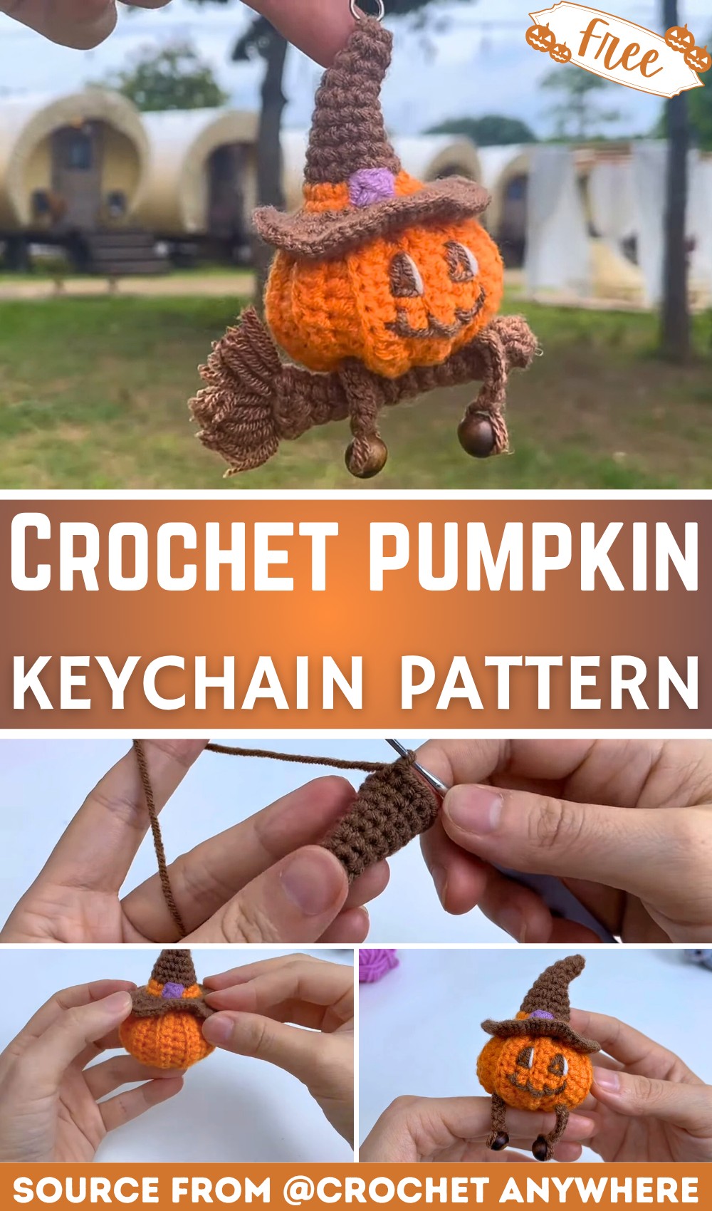 How to crochet a pumpkin keychain