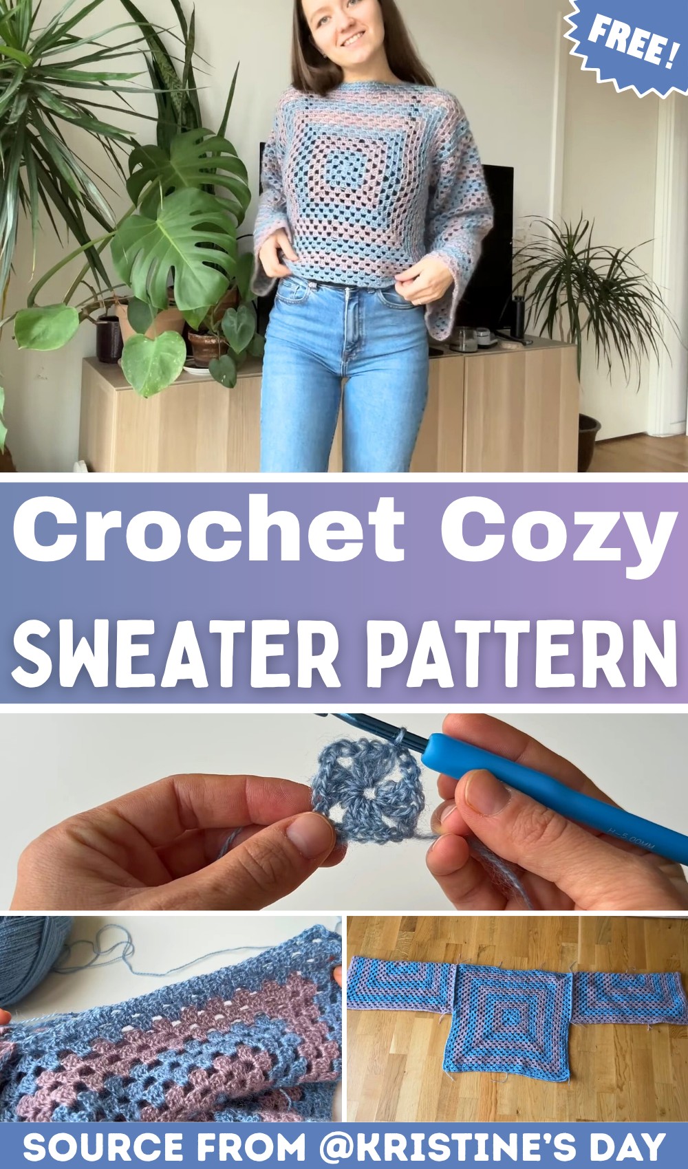 Step-by-Step Tutorial for a Cozy Granny Square Crochet Sweater