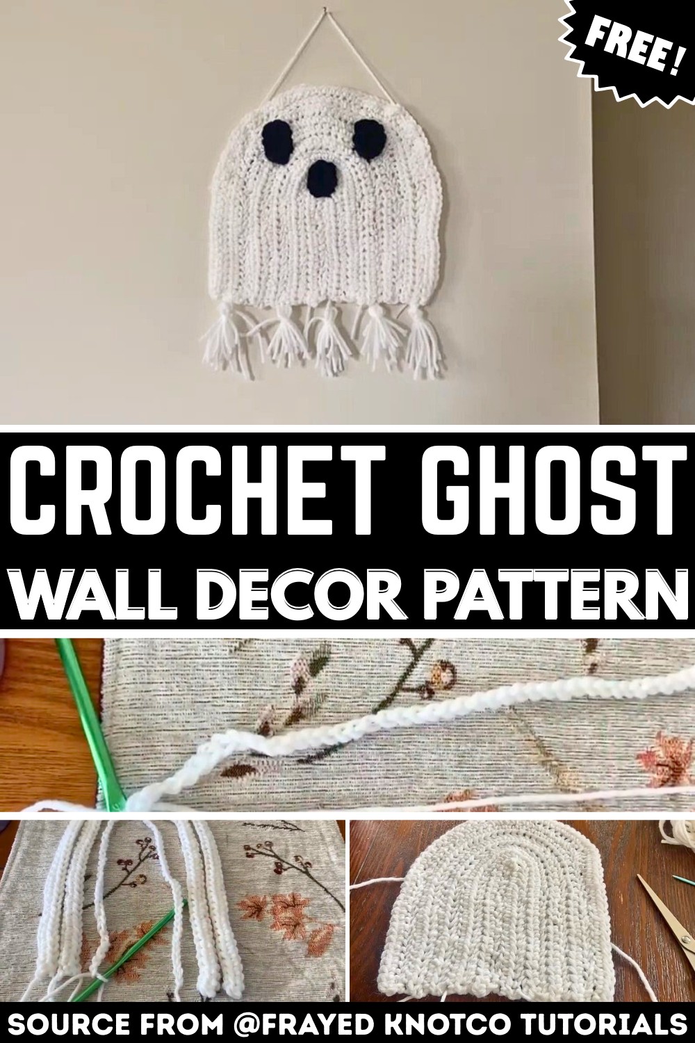 Crochet Ghost Wall Decor Pattern for Halloween