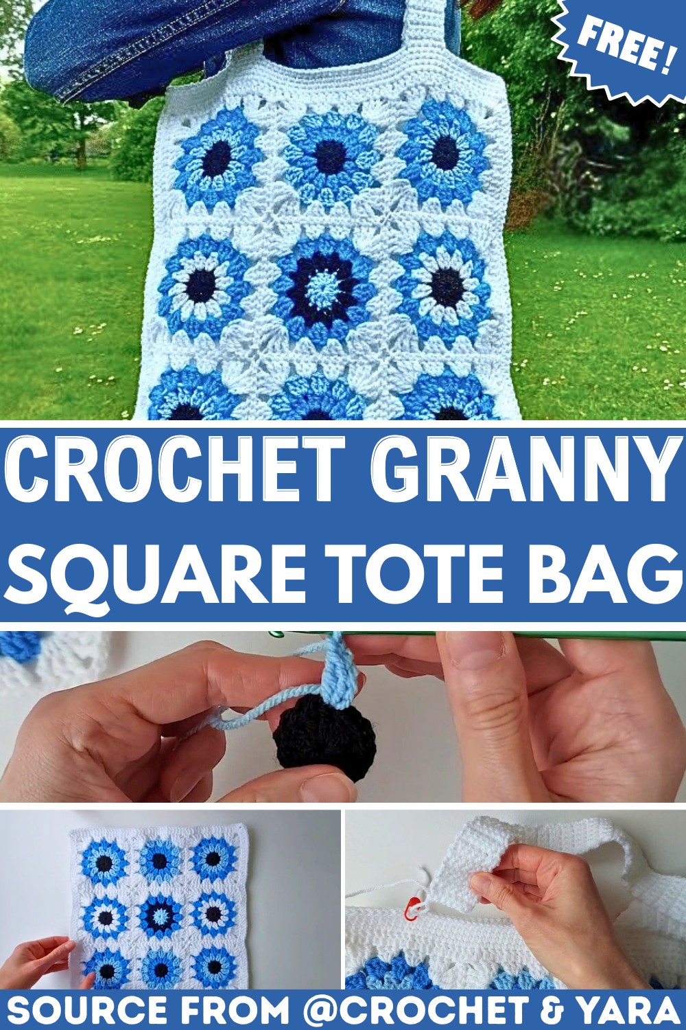Crochet Granny Square Tote Bag Tutorial for Beginners & Experts
