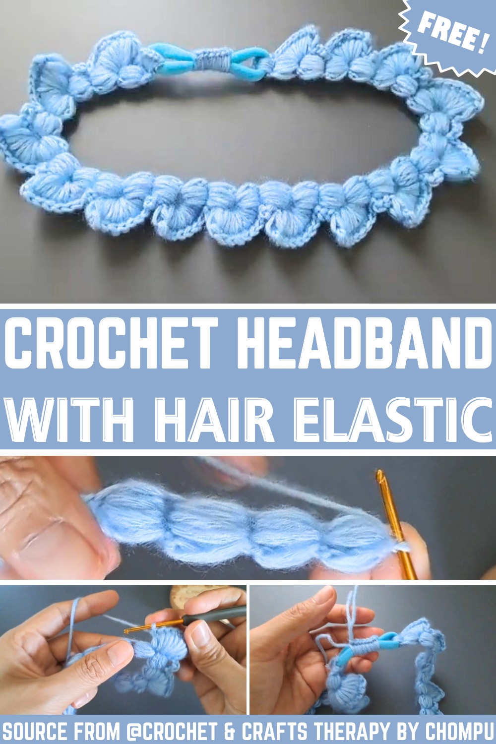 Crochet Headband with Hair Elastic - Handmade Accessory Pattern