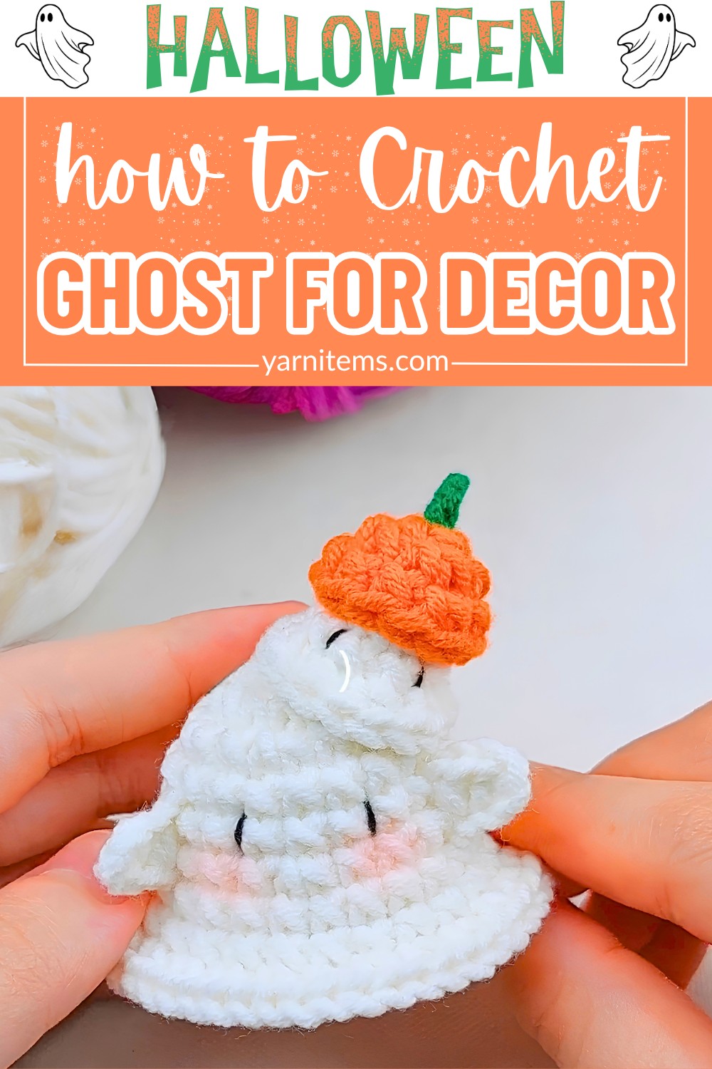 Crochet Mini Ghost Pattern for Halloween Decorations