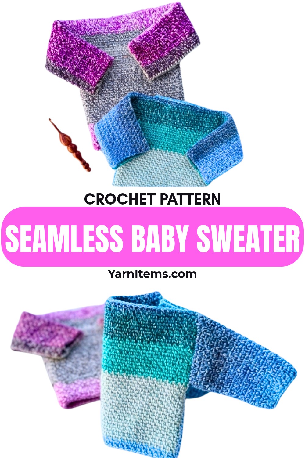 Crochet Seamless Baby Sweater Simple Newborn Design Using Moss Stitch