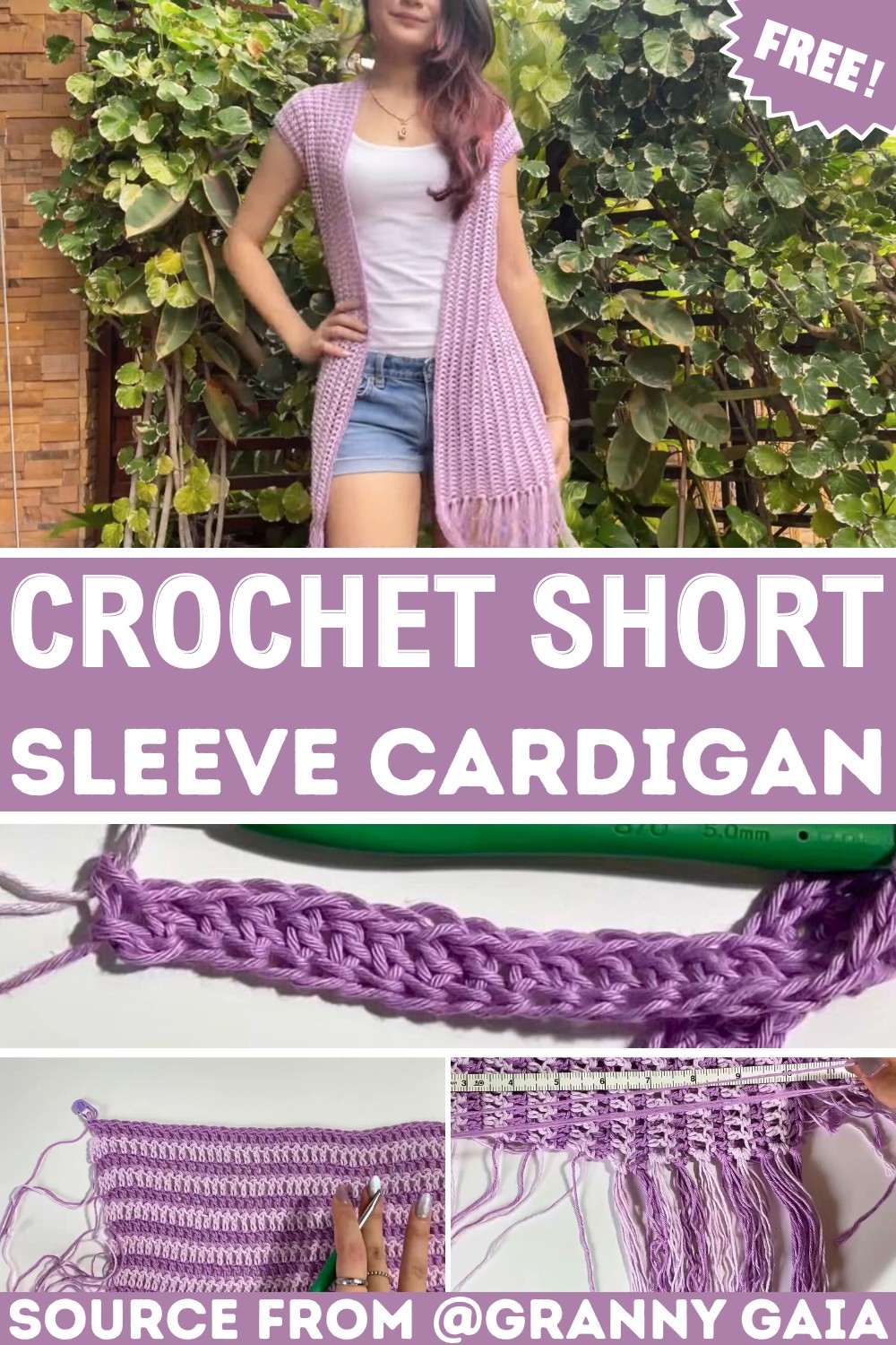 Crochet Short Sleeve Cardigan Design for Summer