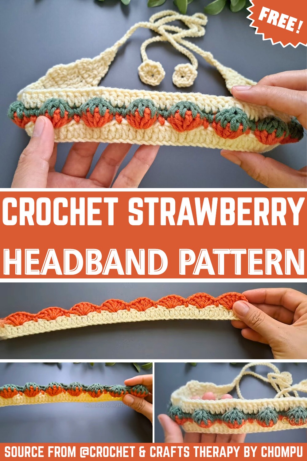 Crochet Strawberry Headband Pattern for Stylish Accessory