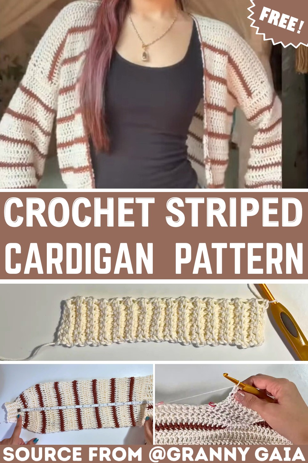 Crochet Striped Cardigan – Customizable, Stylish, and Lightweight Design