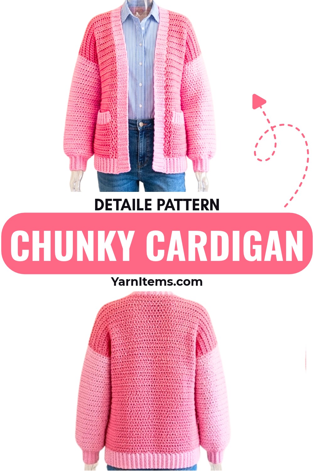 Easy Chunky Crochet Cardigan with Knit-Look Stitch