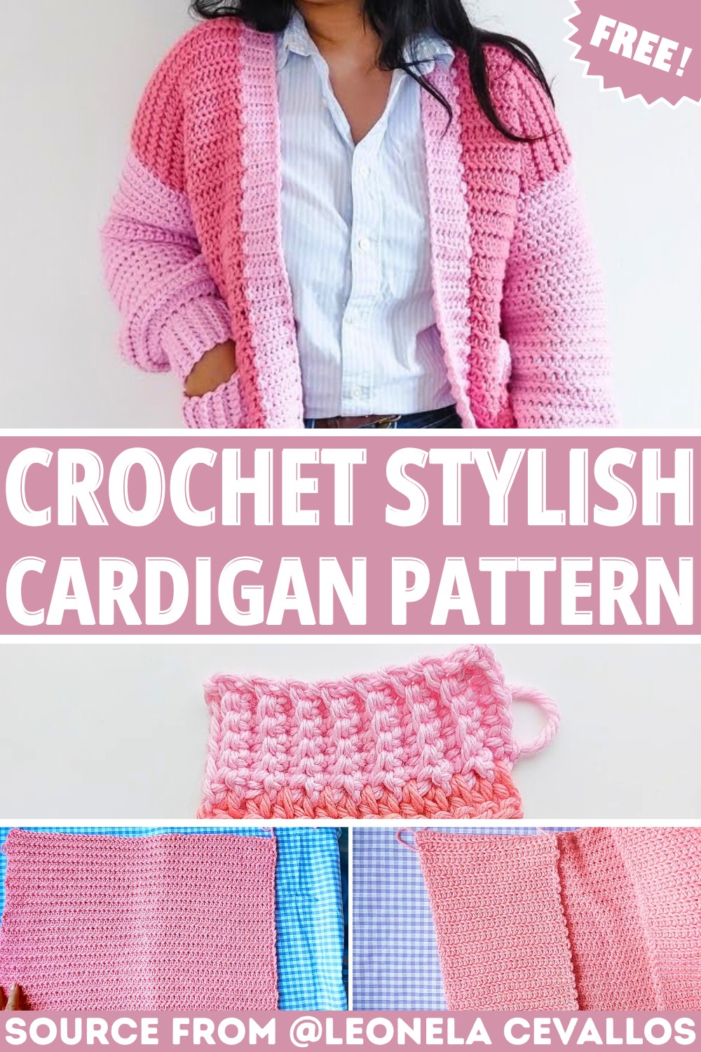 Easy Crochet Cardigan Tutorial with Pockets & Ribbon Details