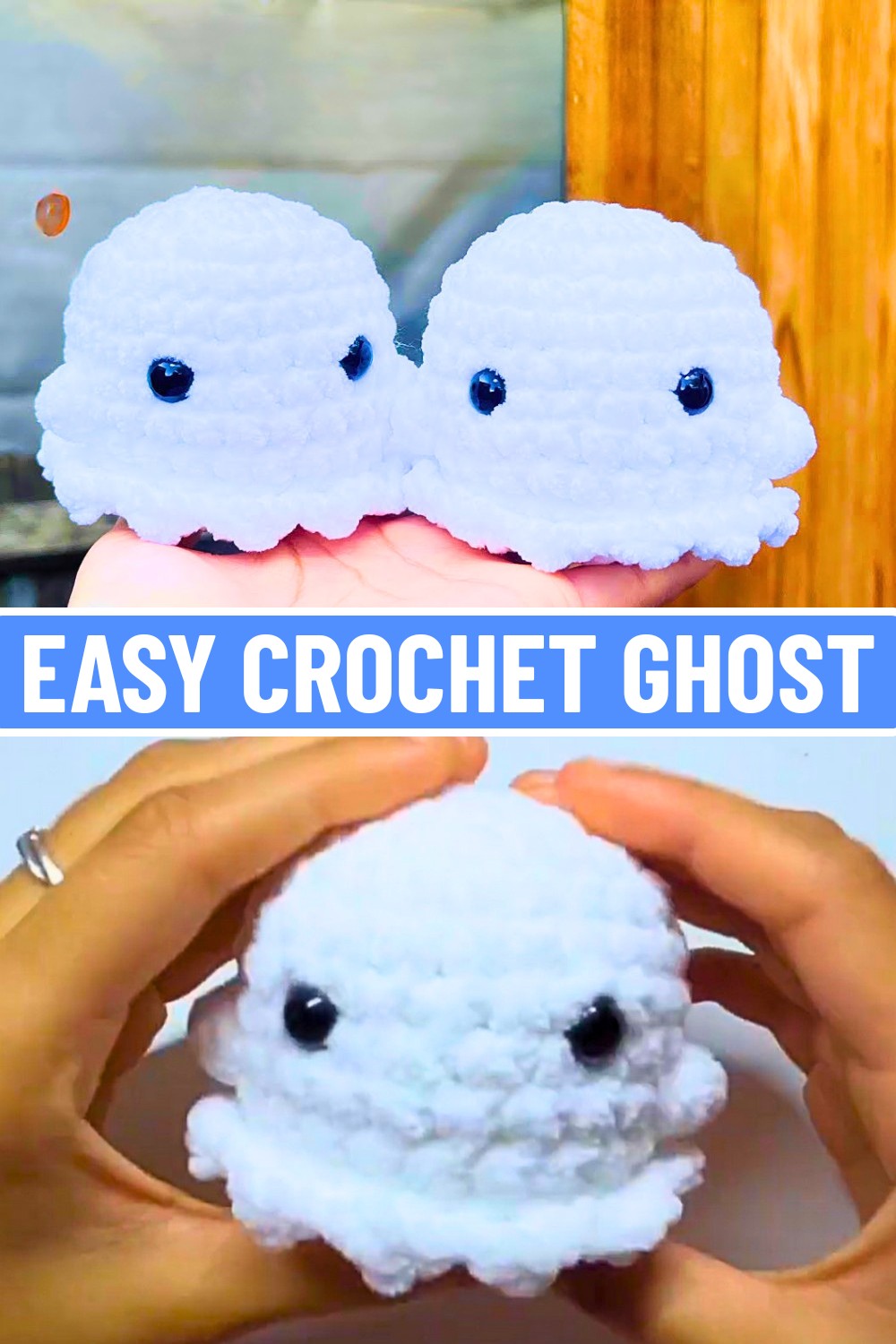 Easy Crochet Ghost Pattern with Tiny Arms and Safety Eyes