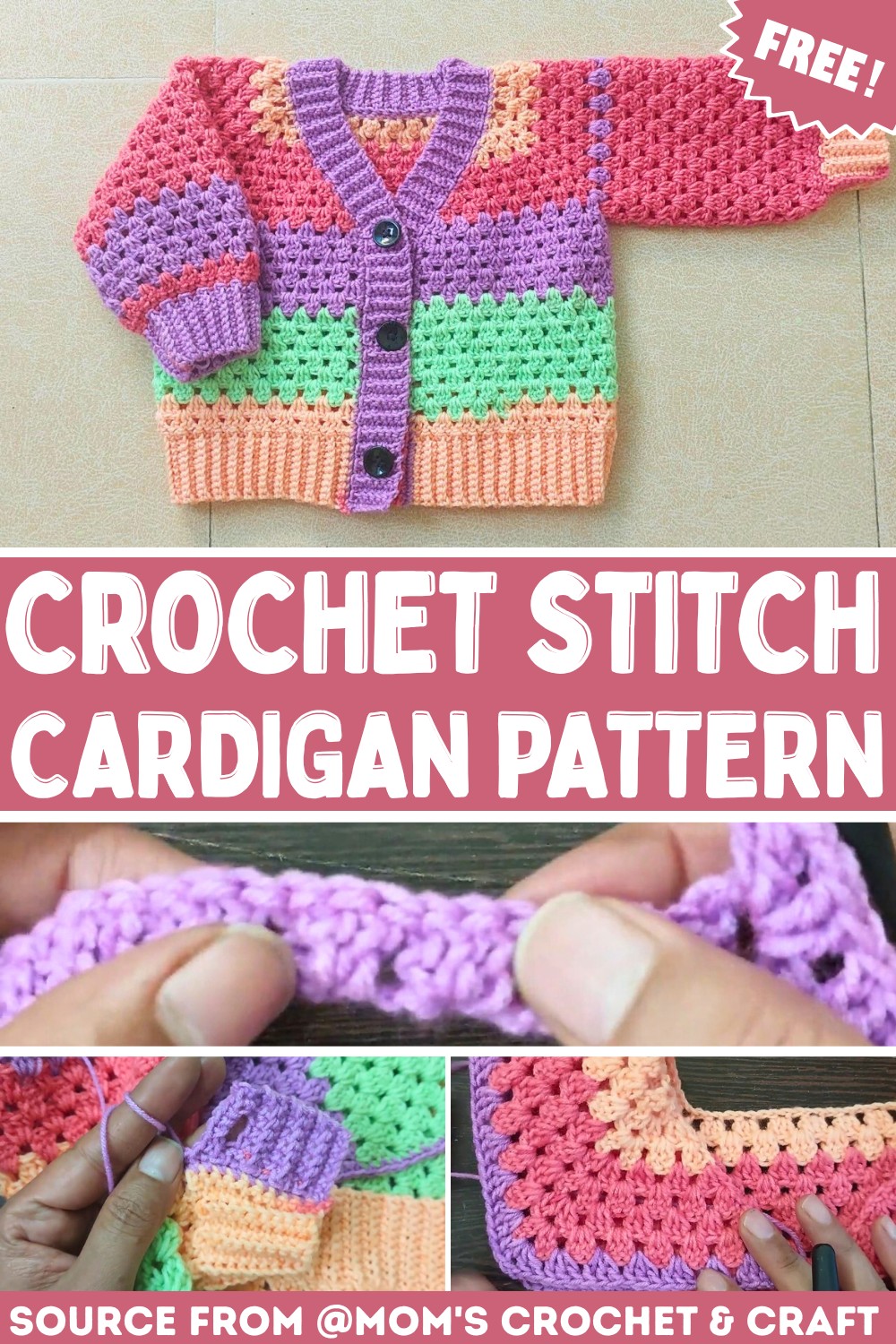 Easy Crochet Granny Stitch Cardigan for Toddlers