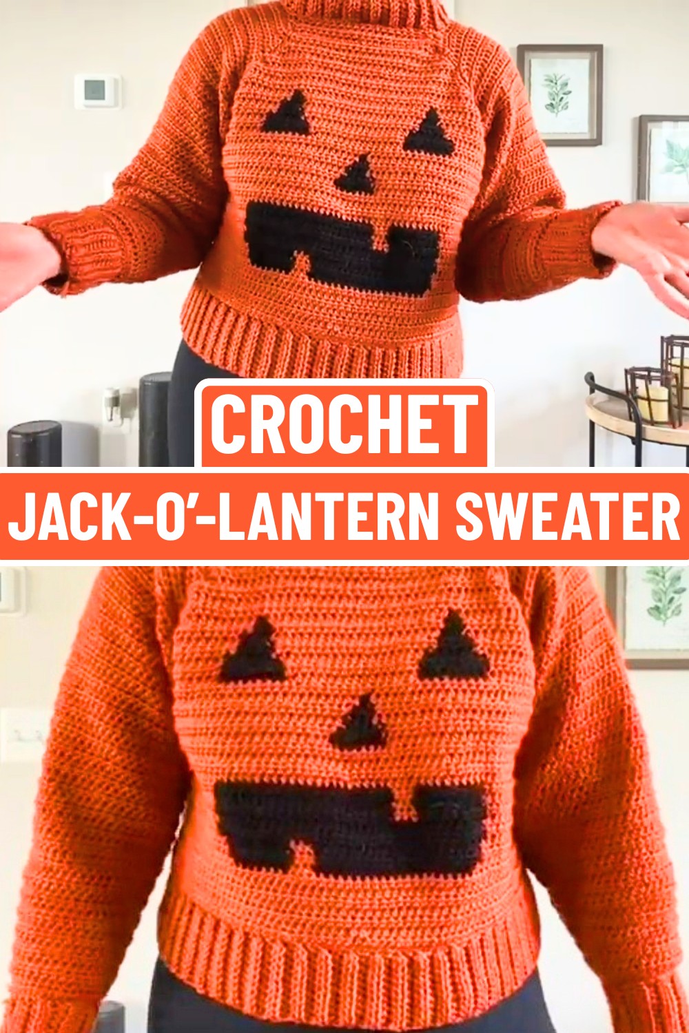 Easy Halloween Jack-O’-Lantern Crochet Sweater Tutorial