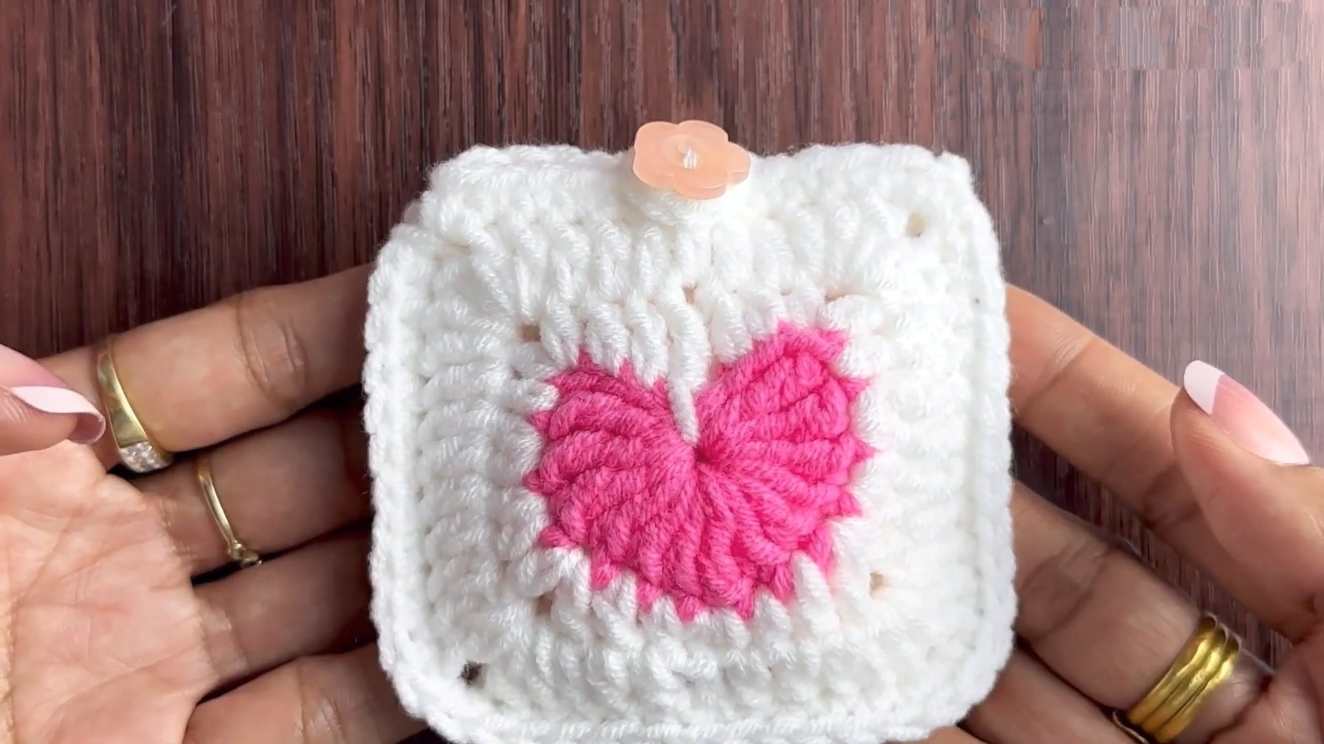 Learn to Crochet a Heart Granny Square Mini Bag