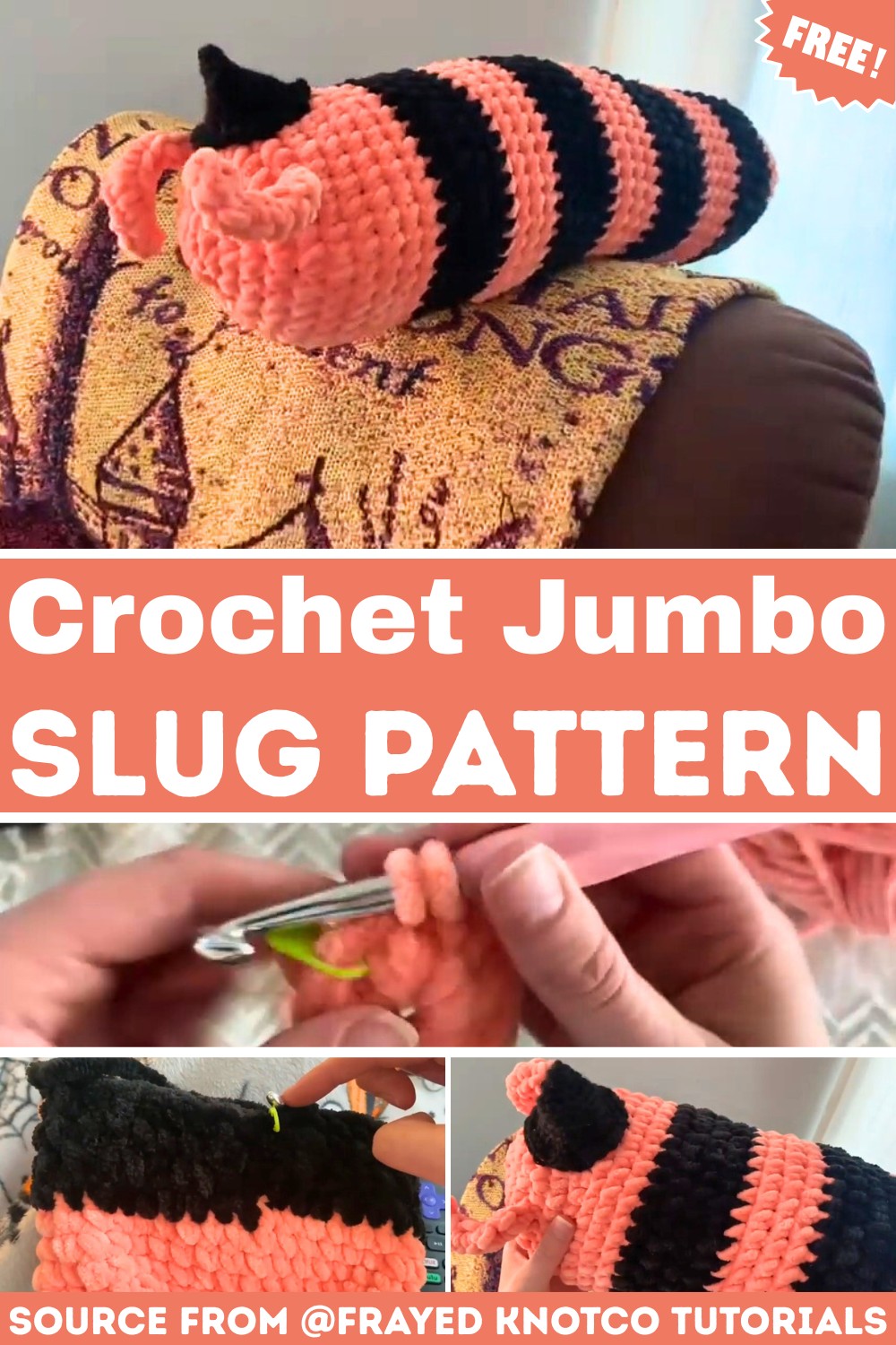 Festive Jumbo Halloween Slug Crochet Tutorial
