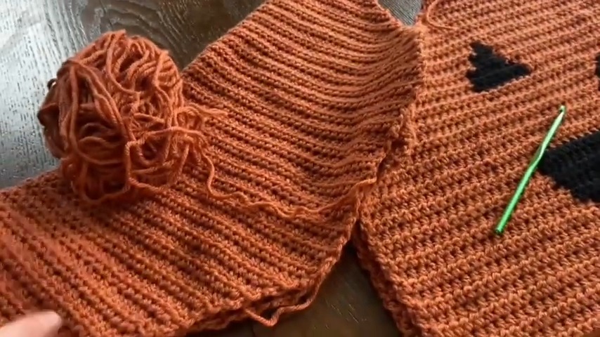 Halloween Jack-O-Lantern Crochet Sweater Design