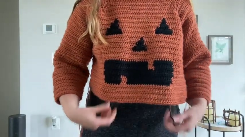 Halloween Jack-O-Lantern Crochet Sweater Design