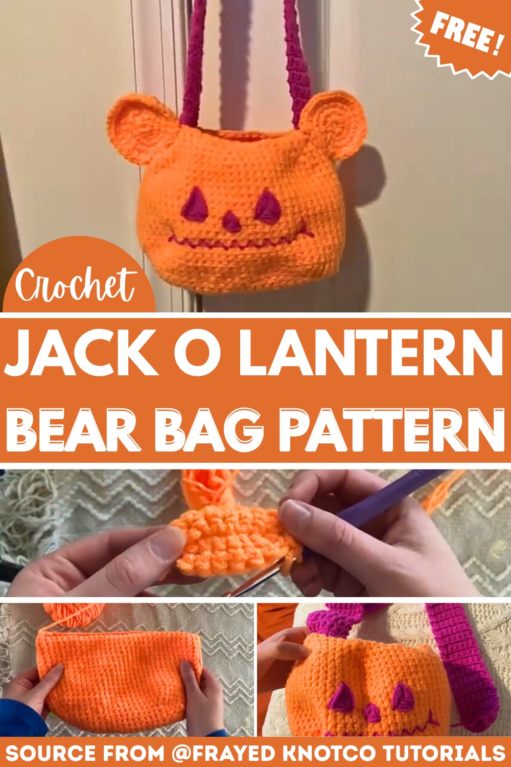 Handmade Crochet Jack O Lantern Bear Bag Pattern Free