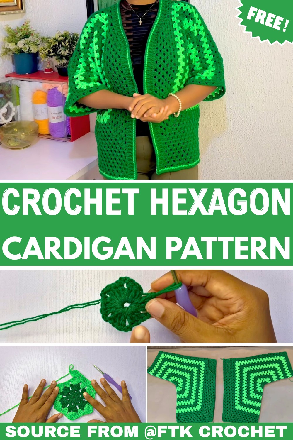How To Crochet an Hexagon Cardigan - Step by Step Pattern