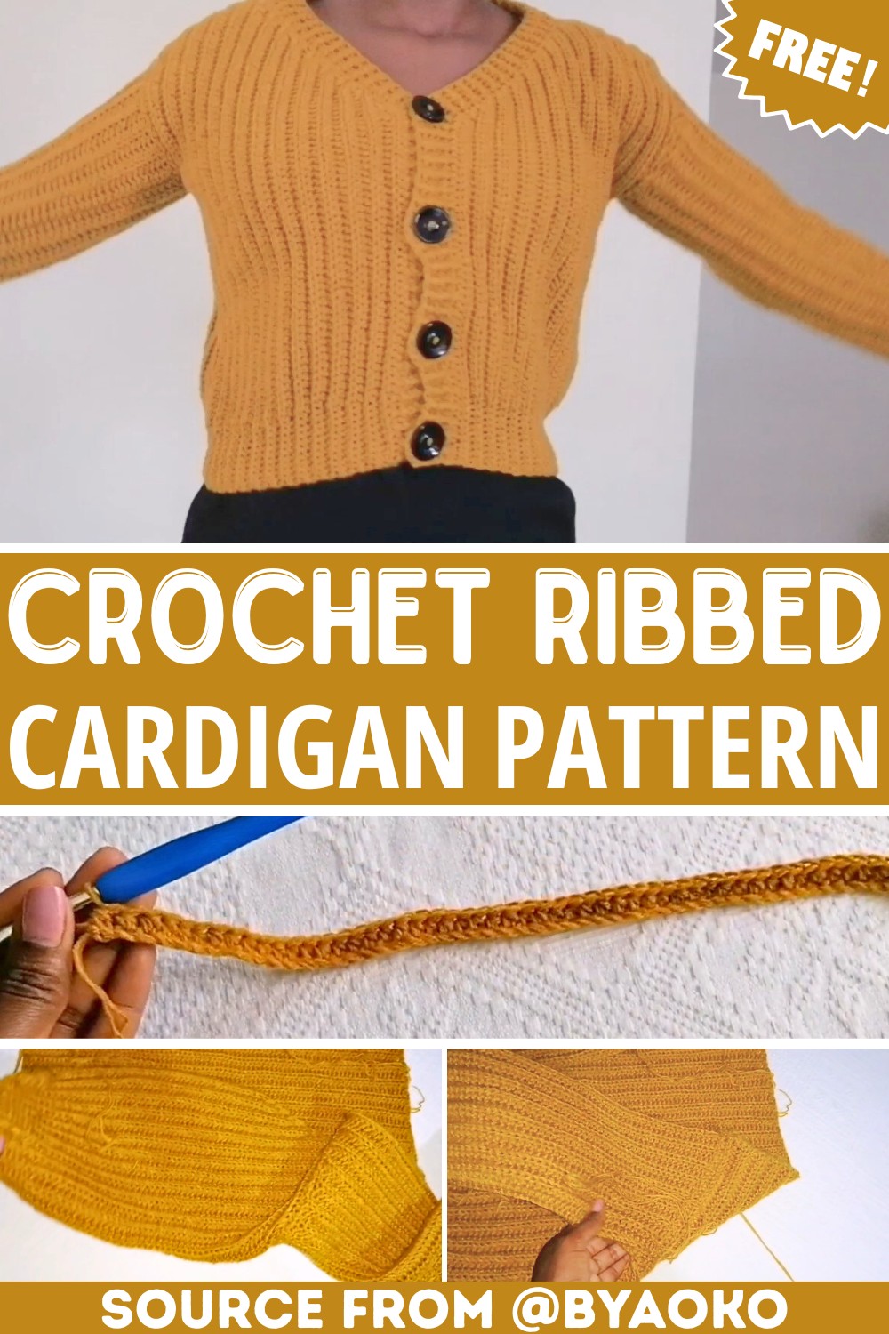 How to Crochet a Ribbed Cardigan - Step-by-Step