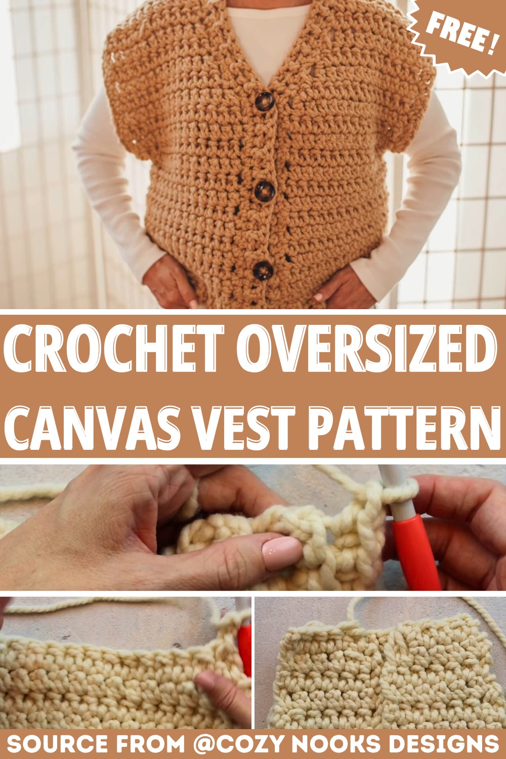 How to Crochet the Oversized Canvas Vest