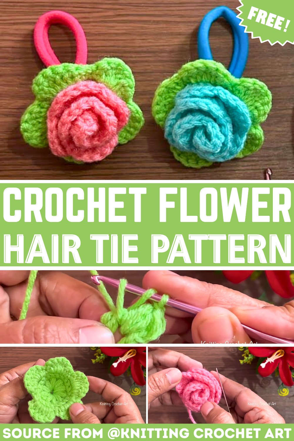 How to Make a Crochet Flower Hair Tie