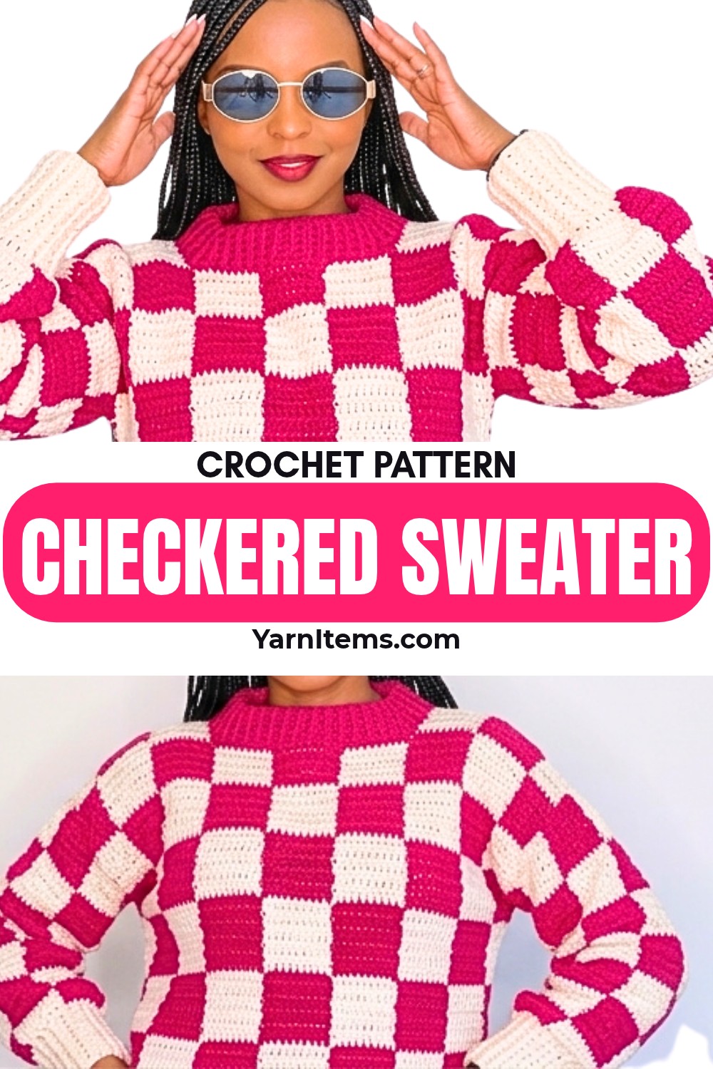 Step-by-Step Checkered Crochet Sweater Tutorial