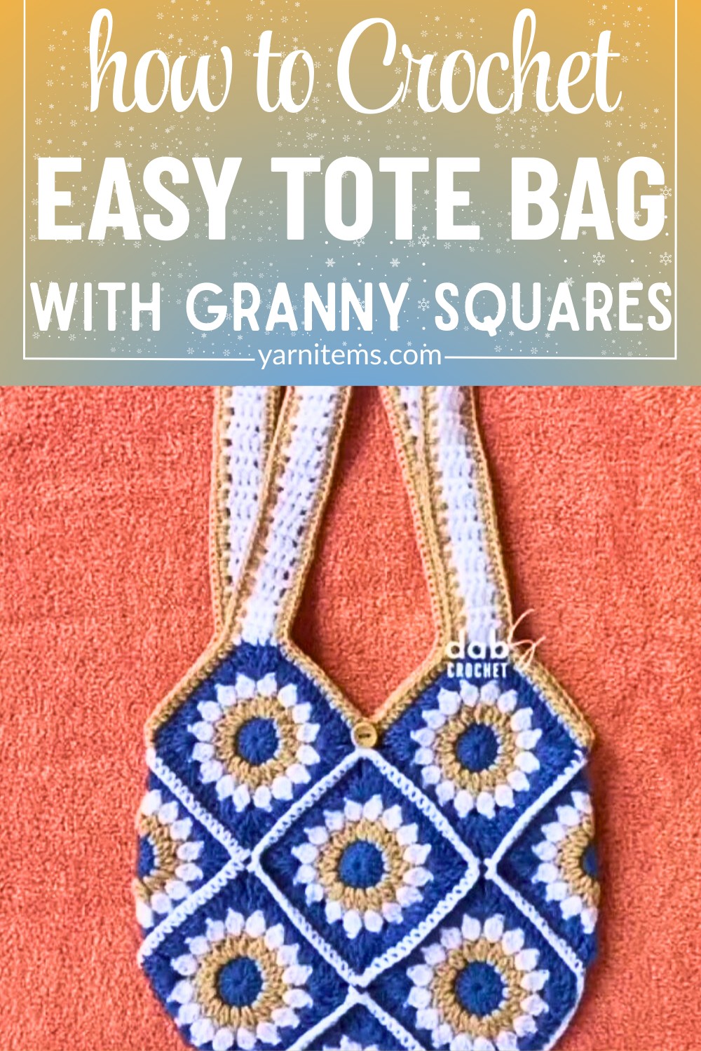Stylish Crochet Tote Bag with Granny Squares Pattern