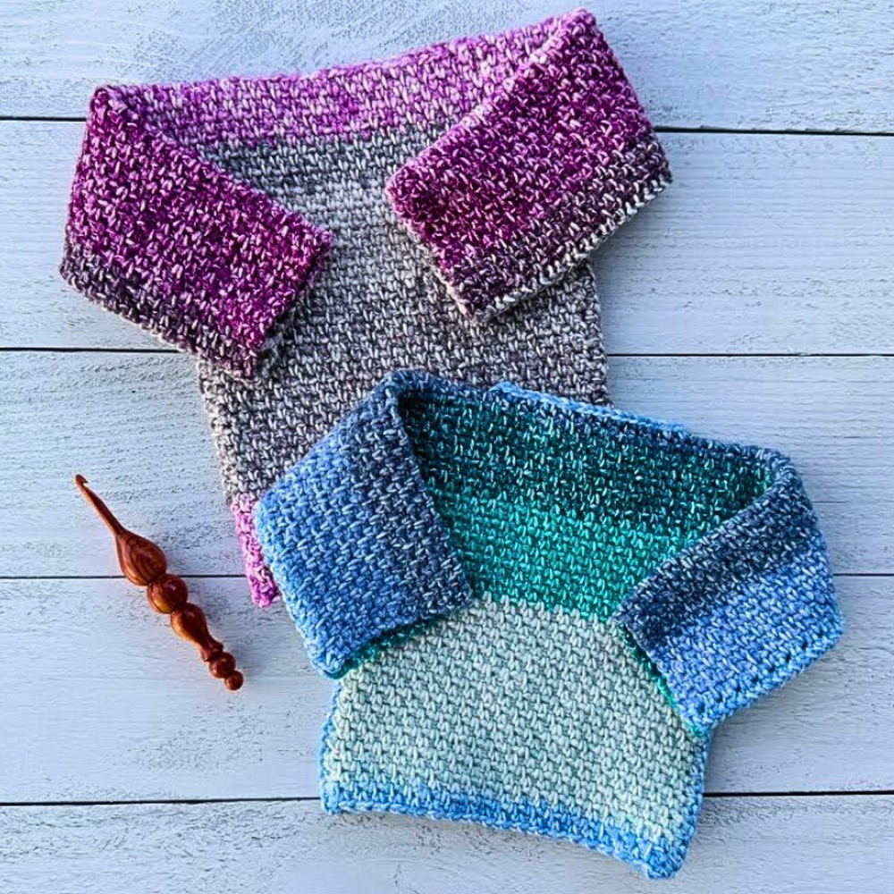 Crochet Seamless Baby Sweater Using the Easy Moss Stitch
