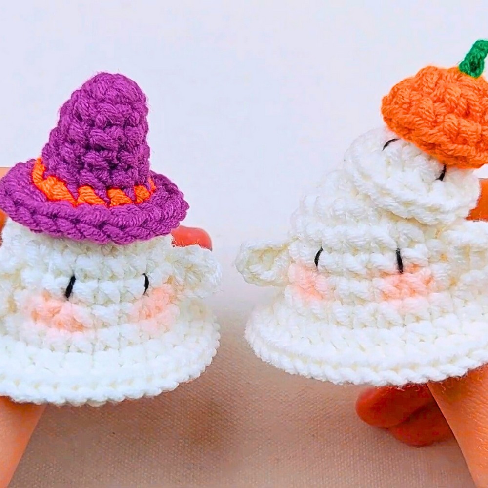 Handmade Crochet Mini Ghost Pattern for Halloween Decor