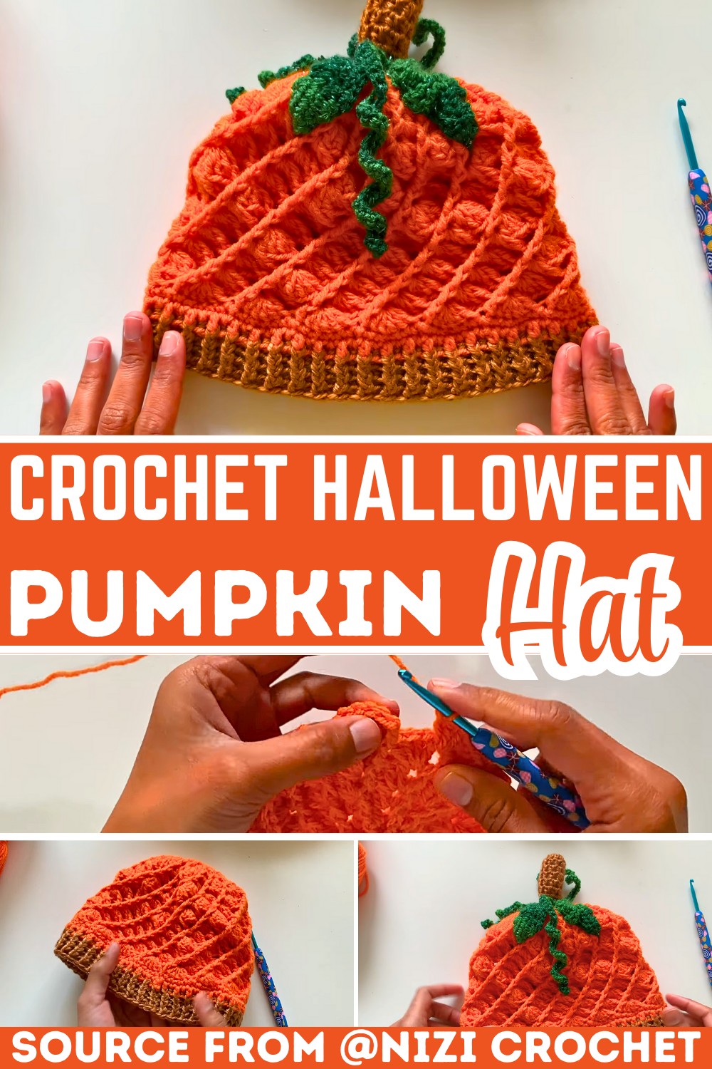 Crochet Halloween Costume Pumpkin Hat Tutorial for Fall