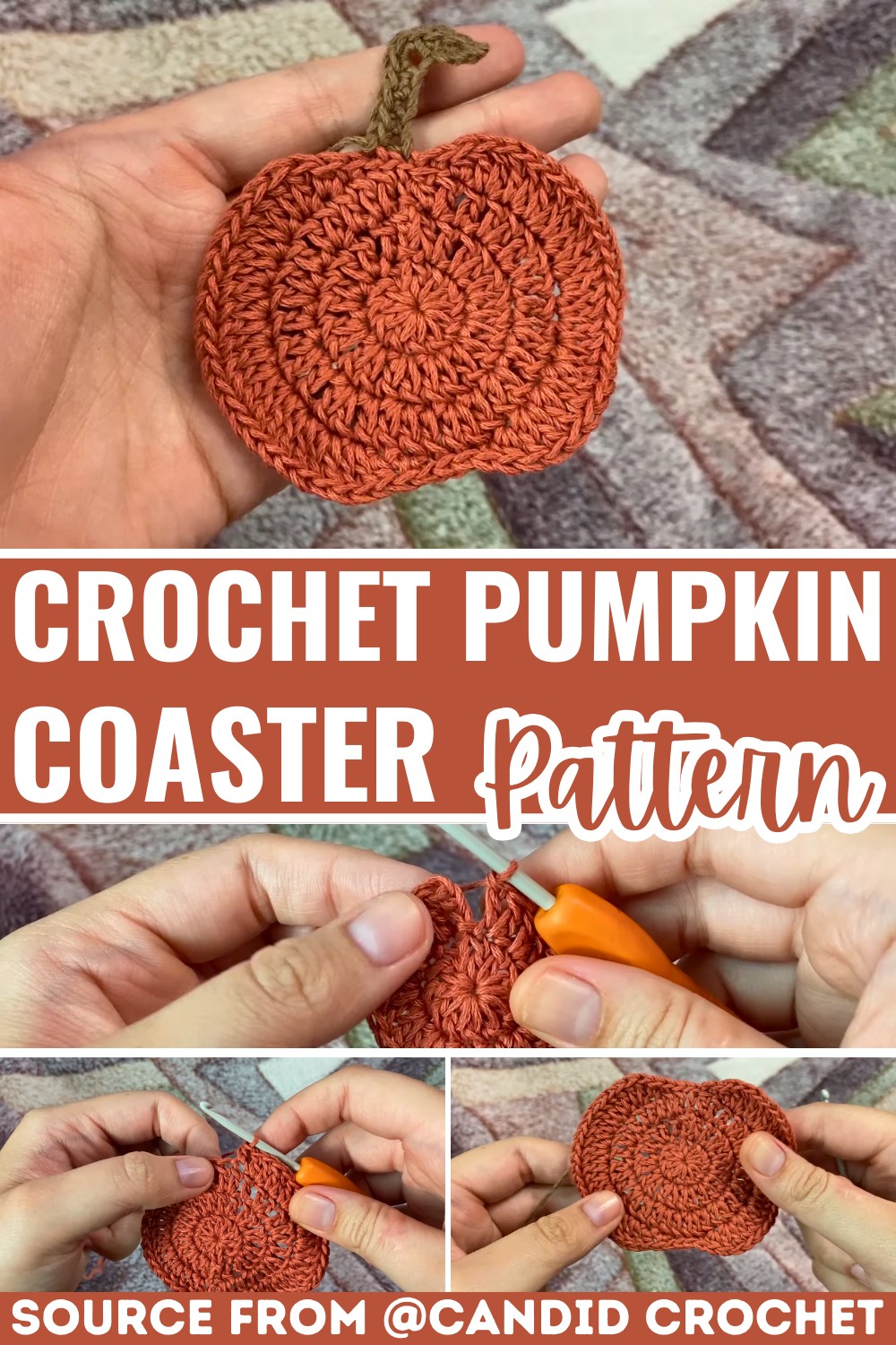 Crochet Pumpkin Coaster Pattern for Autumn Decor