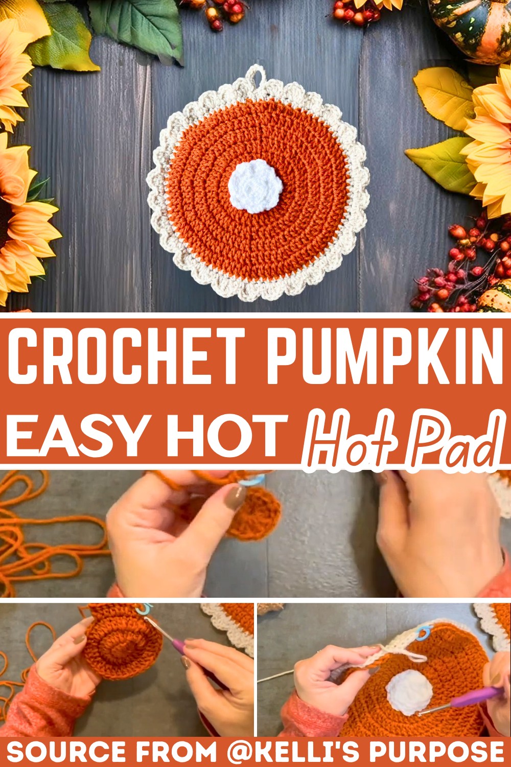 Crochet Pumpkin Pie Hot Pad – Easy Thanksgiving Pattern for Beginners